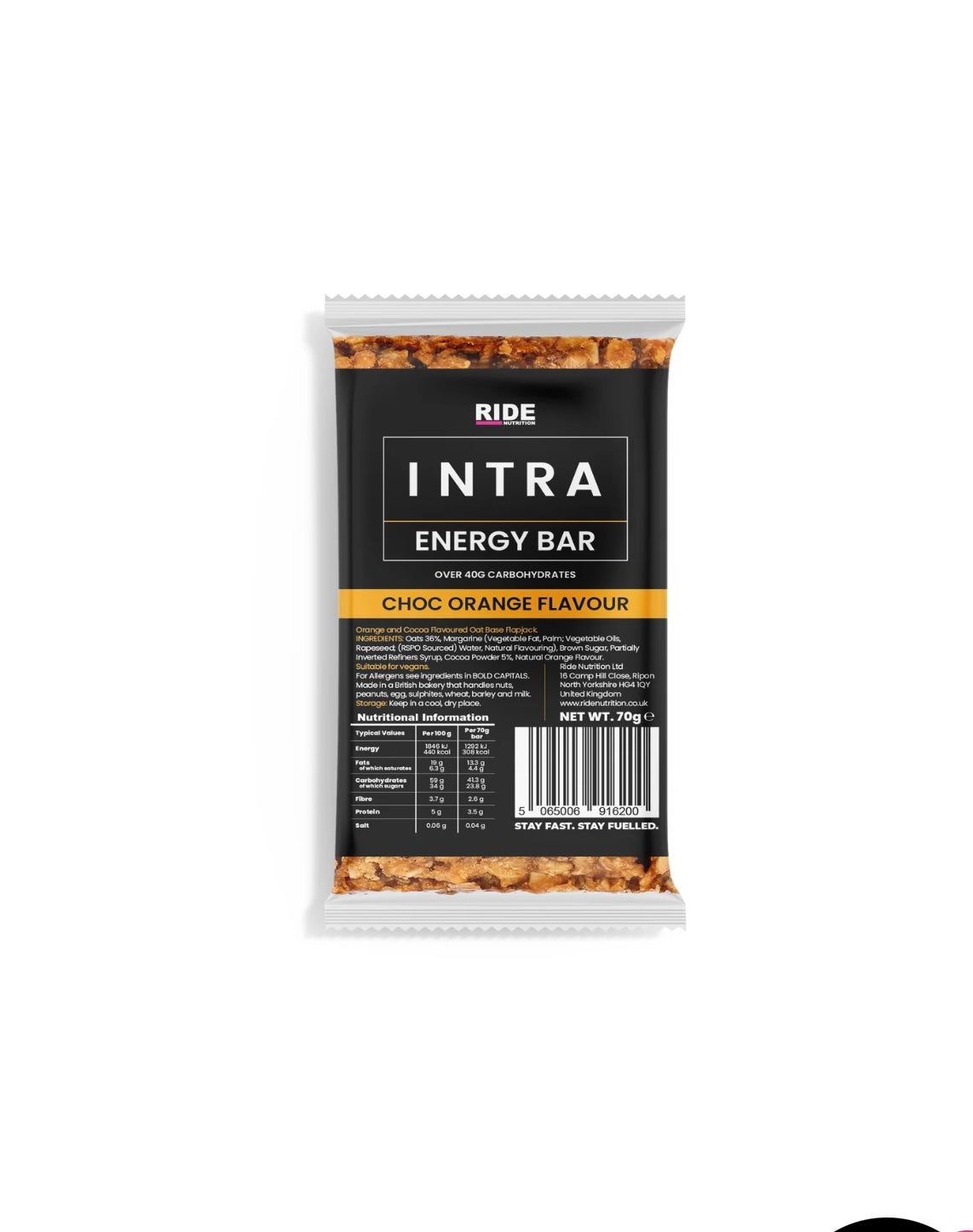 Ride nutrition INTRA ENERGY BAR - Lemon, Raspberry , Choc Orange box of 12