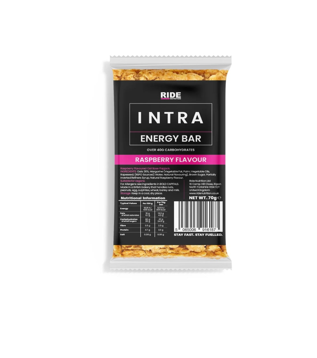 Ride nutrition INTRA ENERGY BAR - Lemon, Raspberry , Choc Orange box of 12