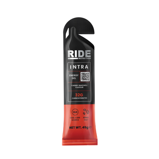 Ride Nutrition Intra energy gels “strawberry & vanilla” & “cherry Bakewell” box of 12 gels