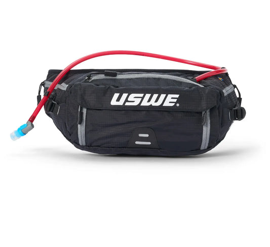 USWE Zulo 6 Waist Pack / Hip Bag with 1.5L Compact Lumbar Bladder – Carbon Black