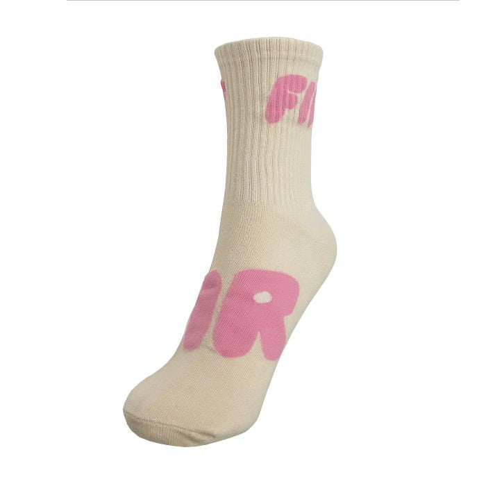 UNISEX SOCKS BUBBLE BEIGE WITH PINK FIR DESIGN SIZE S (UK 4-7)